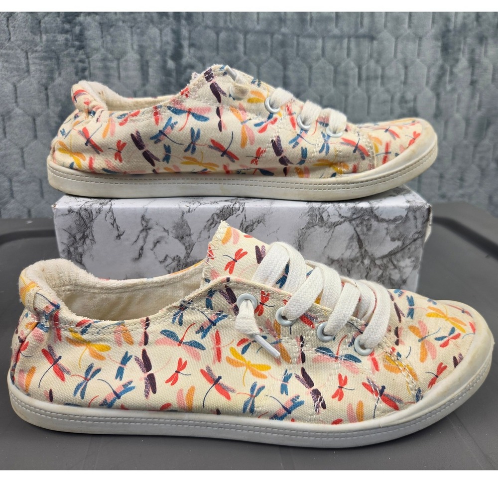 Cynthia Rowley Reesa Dragonfly Print Slip On Sneakers Cream Multi Womens 6.5M